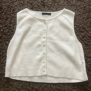 Brandy Melville Cream Button-Front Knit Crop Tank